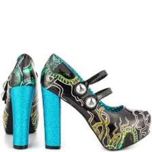 Too Fast Blue Glitter Octopus Heels